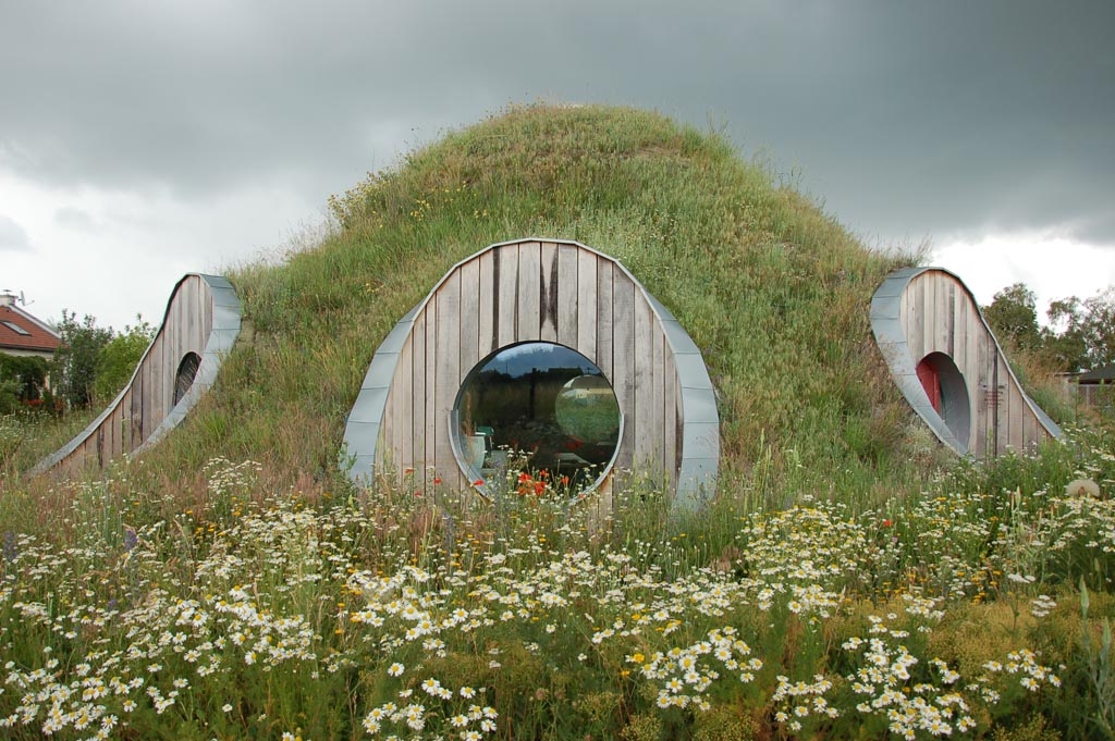 Architect’s office in the straw bale hobbit dome building